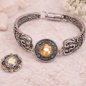 Interchangeable Snap Bracelet Antiqued Silver Spoon Handle Style